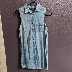 Sleeveless Denim Button-Up Dress